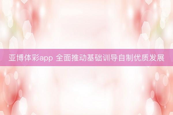 亚博体彩app 全面推动基础训导自制优质发展