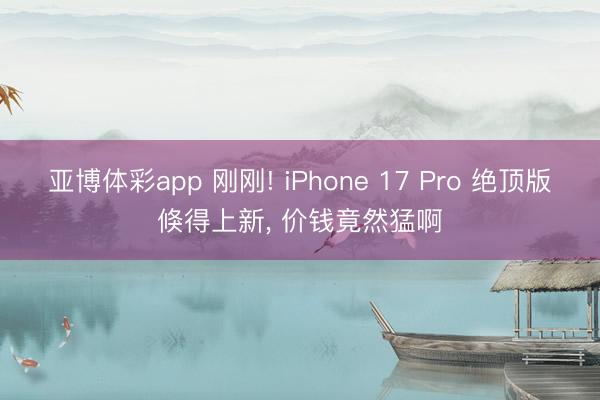 亚博体彩app 刚刚! iPhone 17 Pro 绝顶版倏得上新， 价钱竟然猛啊