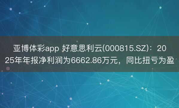 亚博体彩app 好意思利云(000815.SZ)：2025年年报净利润为6662.86万元，同比扭亏为盈