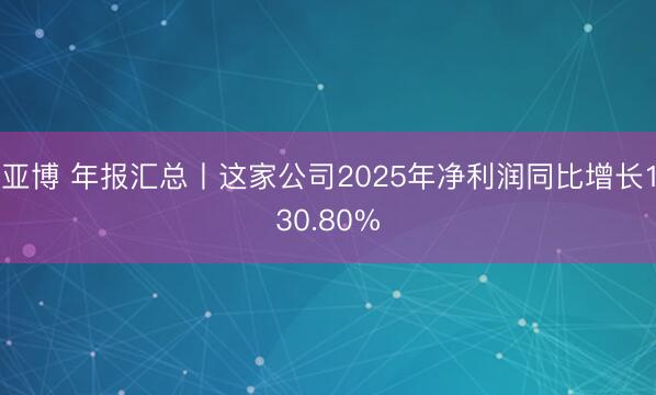 亚博 年报汇总丨这家公司2025年净利润同比增长130.80%