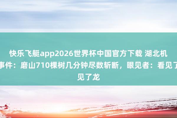 快乐飞艇app2026世界杯中国官方下载 湖北机要事件：磨山710棵树几分钟尽数斩断，眼见者：看见了龙