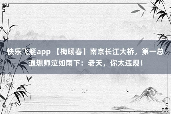 快乐飞艇app 【梅旸春】南京长江大桥，第一总遐想师泣如雨下：老天，你太违规！